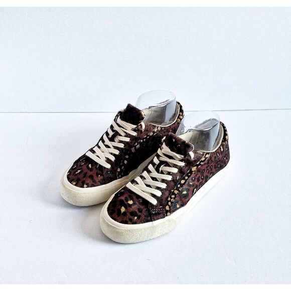 Madewell Shoes - MADEWELL Sidewalk Low Top Sneakers Painted Leopard Calf Hair Sz 7.5 Brown